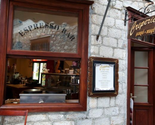 Mikro Crepe cafe on Hydra Island Greece